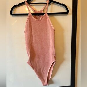 Size XS Pink Ribbed Free People Bodysuit